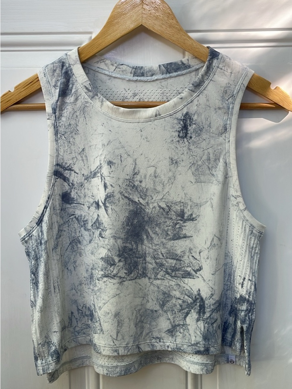 lululemon athletica White & Blue Tie-Dye Muscle Tank